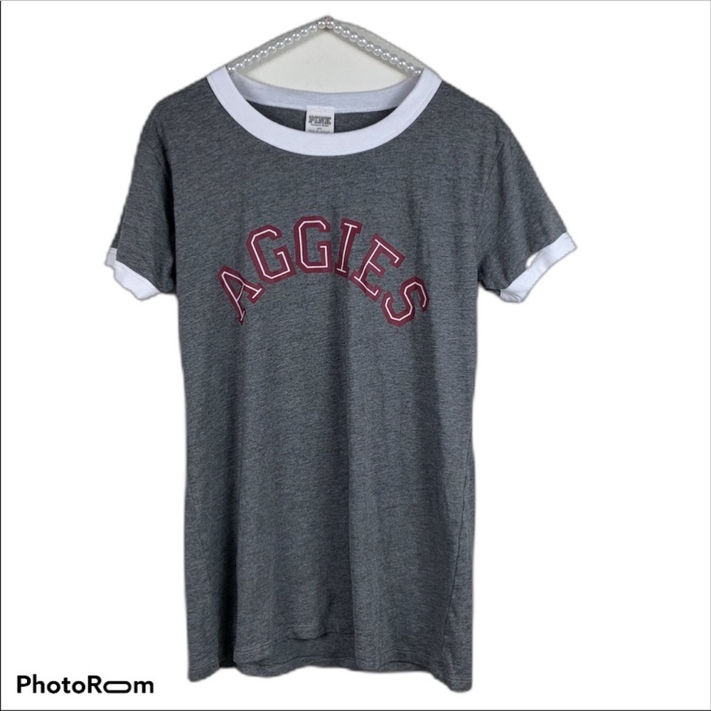 Victoria Secret Pink‎ Aggies tee Small grey maroon